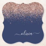 Posavasos De Papel Monograma de Purpurina rosa Rubor Rosa azul de la<br><div class="desc">Azul marino y oro Rosa - Rubor Purpurina de espuma rosada Script Monograma Nombre de las tiras de papel. Esto hace que la graduación perfecta, el cumpleaños, el boda, la ducha de novia, el aniversario, la ducha de bebé o la fiesta de soltera sea un regalo para alguien que ama...</div>