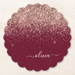 Posavasos De Papel Monograma de Purpurina rosa Rubor Rosa de Borgoña<br><div class="desc">Borgoña y oro Rosa - Rubor Purpurina de espuma rosada Script Monograma Nombre de las tiras de papel. Esto hace que la graduación perfecta, el cumpleaños, el boda, la ducha de novia, el aniversario, la ducha de bebé o la fiesta de soltera sea un regalo para alguien que ama el...</div>