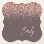 Posavasos De Papel Monograma de Terracotta Rosa Oro Rubor Purpurina r<br><div class="desc">Terracota y Rosa Gold - Rubor Purpurina de espuma rosada Script Monograma Nombre Papel de papel. Esto hace que la graduación perfecta, el cumpleaños, el boda, la ducha de novia, el aniversario, la ducha de bebé o la fiesta de soltera sea un regalo para alguien que ama el lujo glam...</div>