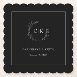 Posavasos De Papel Monograma elegante Boda de papel