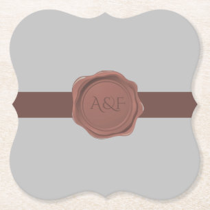 Posavasos De Papel Monograma elegante de banda y sello