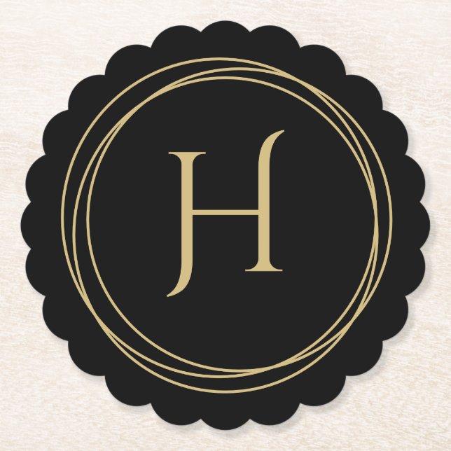 Posavasos De Papel Monograma inicial en círculos enrollados (Anverso)