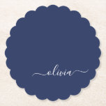 Posavasos De Papel Monograma moderno azul y blanco de la Marina<br><div class="desc">Presentamos nuestra colección de Monogramas Moderno Azul y Blanco de la Marina: Eleva tu decoración de casa con nuestra sofisticada colección con un diseño contemporáneo de color azul marino y blanco. Cada una de las piezas está meticulosamente diseñada para exudar elegancia y estilo, perfecto para añadir un toque de modernidad...</div>