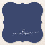 Posavasos De Papel Monograma moderno azul y blanco de la Marina<br><div class="desc">Presentamos nuestra colección de Monogramas Moderno Azul y Blanco de la Marina: Eleva tu decoración de casa con nuestra sofisticada colección con un diseño contemporáneo de color azul marino y blanco. Cada una de las piezas está meticulosamente diseñada para exudar elegancia y estilo, perfecto para añadir un toque de modernidad...</div>