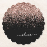 Posavasos De Papel Monograma monograma de guion de Purpurina rosa de<br><div class="desc">Oro negro y Rosa - Rubor Rosado Purpurina Script Monograma Nombre Papel de papel. Esto hace que la graduación perfecta, el cumpleaños, el boda, la ducha de novia, el aniversario, la ducha de bebé o la fiesta de soltera sea un regalo para alguien que ama el lujo glam y los...</div>