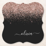 Posavasos De Papel Monograma monograma de guion de Purpurina rosa de<br><div class="desc">Oro negro y Rosa - Rubor Rosado Purpurina Script Monograma Nombre Papel de papel. Esto hace que la graduación perfecta, el cumpleaños, el boda, la ducha de novia, el aniversario, la ducha de bebé o la fiesta de soltera sea un regalo para alguien que ama el lujo glam y los...</div>