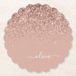 Posavasos De Papel Monograma monograma de guion de Purpurina rosa de<br><div class="desc">Oro Rosa - Bastones de papel con el nombre del monograma del Purpurina de chispa rosada Rubor. Esto hace que la graduación perfecta, el cumpleaños, el boda, la ducha de novia, el aniversario, la ducha de bebé o la fiesta de soltera sea un regalo para alguien que ama el lujo...</div>