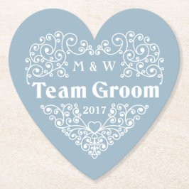 Posavasos De Papel Monogramas del personalizado Team Groom y gallos d