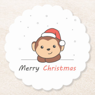 Posavasos De Papel Monos Navidades Nieve animales de invierno monos