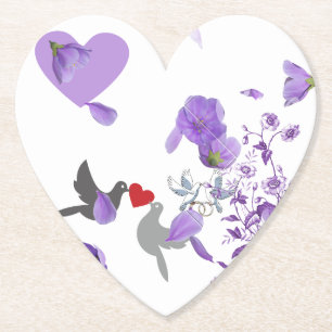 Posavasos De Papel Monstruo Boda romántico en forma de corazón con pú