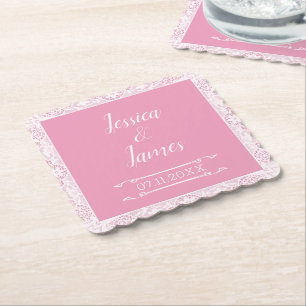 Posavasos De Papel Monstruo boda rosa y encaje