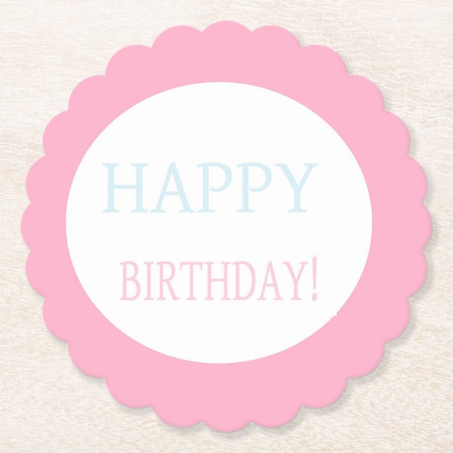 Posavasos De Papel Monstruo de cumpleaños feliz rosa (Anverso)