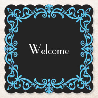 Posavasos De Papel Monstruo de papel de "bienvenida" con borde azul m