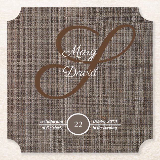 Posavasos De Papel Monstruo de papel de Boda de fondo rubio marrón (Anverso)