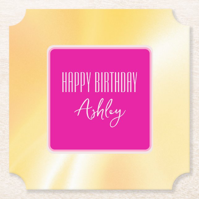 Posavasos De Papel Monstruo de papel rosa y amarillo (Anverso)