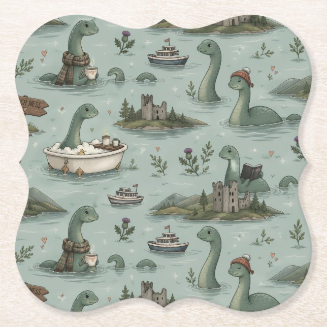 Posavasos De Papel Monstruo del Lago Ness  (Anverso)