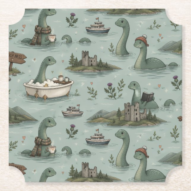 Posavasos De Papel Monstruo del lago Ness (Anverso)