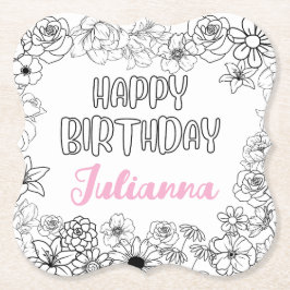 Posavasos De Papel Monstruo floral de nombre personalizado