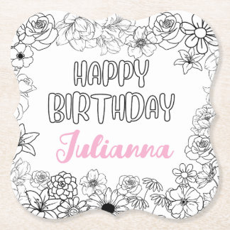 Posavasos De Papel Monstruo floral de nombre personalizado