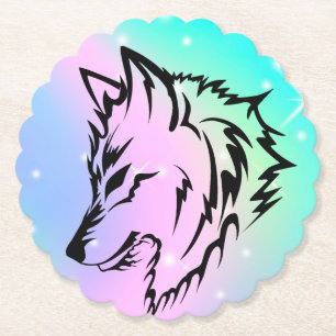 Posavasos De Papel montaña rusa azul, púrpura, lobo verde