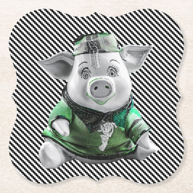 Posavasos De Papel Montaña Rusa de Cerdito (Anverso)