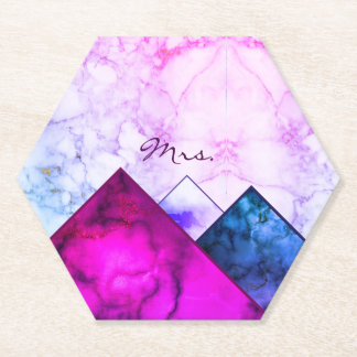 Posavasos De Papel Montañas de mármol rosa personalizadas bloque de c