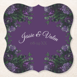 Posavasos De Papel Morado Floral Elegante Boda Gótica