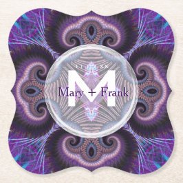 Posavasos De Papel Morado hongo Mandala Fractancia Monograma