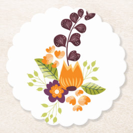 Posavasos De Papel Morado Naranja floral moderna