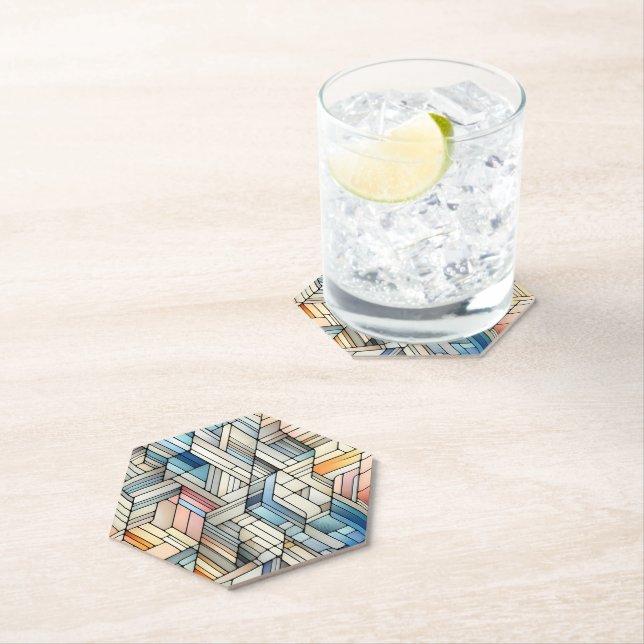 Posavasos De Papel Mosaico Geométrico (In situ)