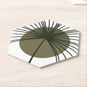 Posavasos De Papel Moss Green Botanical Fan Elegant Wedding
