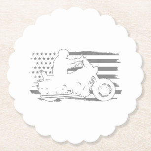 Posavasos De Papel Motocicleta patriótica bandera estadounidense vint
