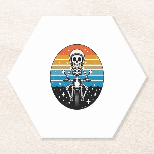 Posavasos De Papel Motocicleta Skeleton Riding (Anverso)