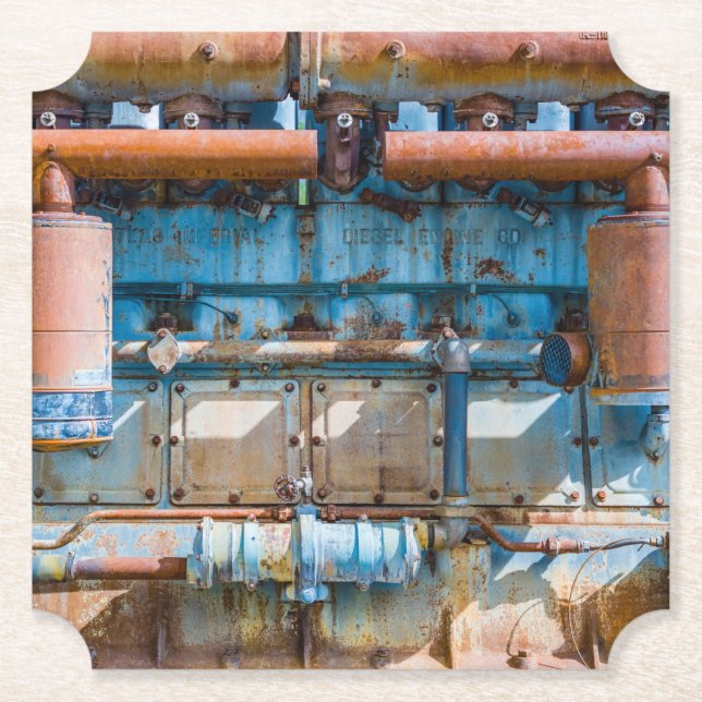 Posavasos De Papel Motor diesel imperial del Atlas viejo y oxidado en (Anverso)