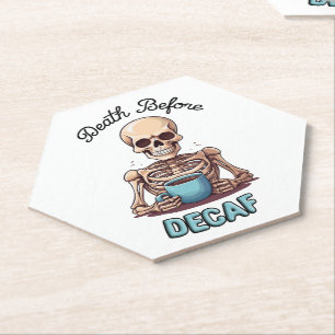 Posavasos De Papel Muerte antes del decaf; adicto al café