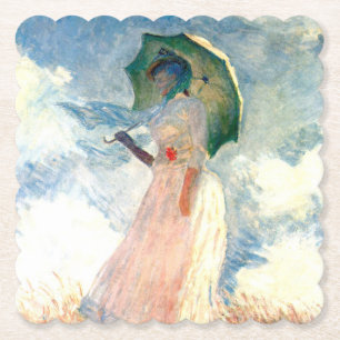 Posavasos De Papel Mujer Monet con una sombrilla a la izquierda