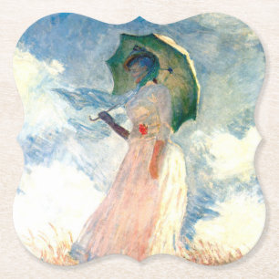 Posavasos De Papel Mujer Monet con una sombrilla a la izquierda