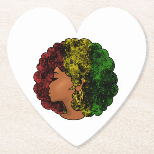 Posavasos De Papel Mujer negra rasta afro rojo amarillo verde