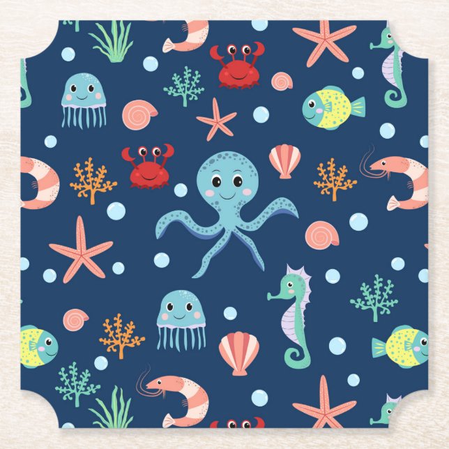 Posavasos De Papel Mundo Marino (Anverso)
