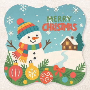Posavasos De Papel Muñeco de nieve navideño clásico y adorable