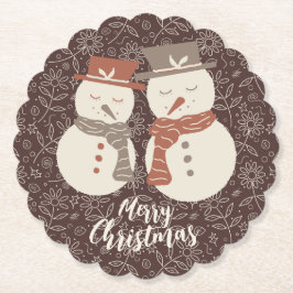 Posavasos De Papel Muñecos de nieve serenos - Feliz Navidad a muñeco 