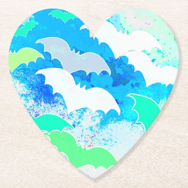 Posavasos De Papel Murciélagos En Azul Pastel De Vuelo (Anverso)