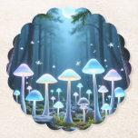 Posavasos De Papel Musgos de Neón Glumínicos Místicos<br><div class="desc">Este diseño presenta hongos brillantes de neón en el bosque por la noche.</div>