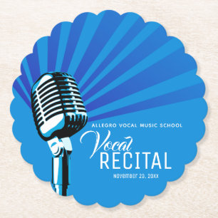 Posavasos De Papel Música clásica de micrófono recital vocal azul