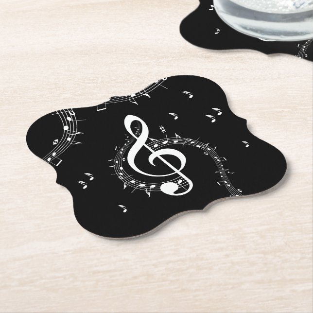 Posavasos De Papel Música de Clave de Sol Climática Negra (En perspectiva)