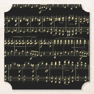 Posavasos De Papel Música dorada sobre negro