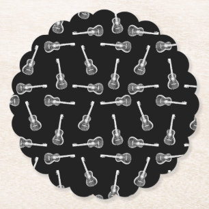 Posavasos De Papel Música negra y blanca del diseño de las guitarra