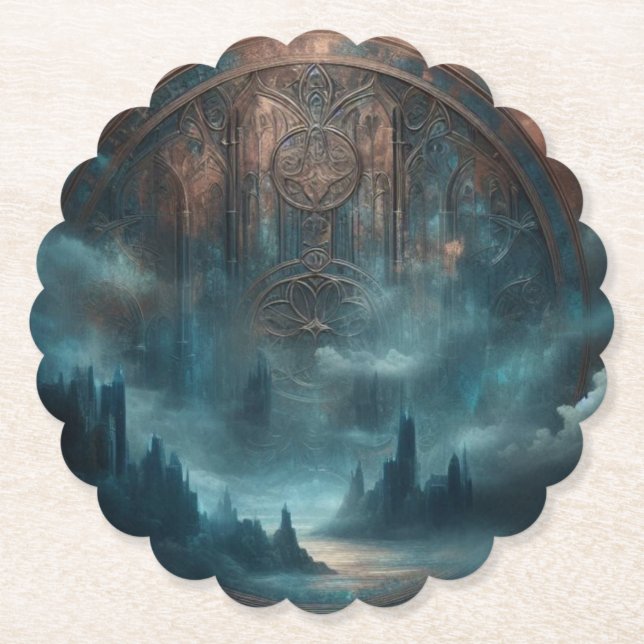 Posavasos De Papel Mystic Gothic Steampunk - Blue Copper Patina  (Anverso)