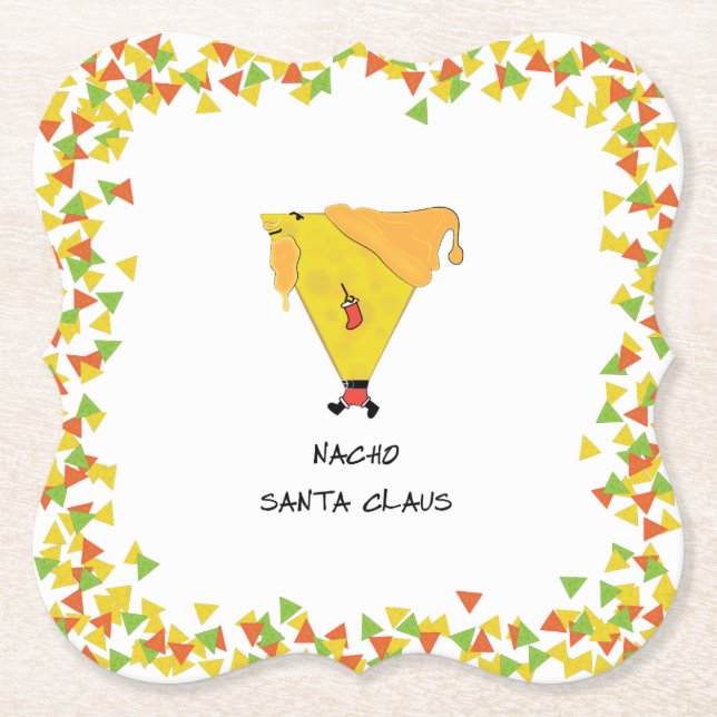 Posavasos De Papel Nacho Santa con chile (Anverso)