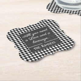 Posavasos De Papel Name Quote. Black & White Houndstooth Bracket